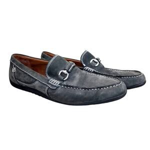 Clarks Men’s Loafers Slip On Dark Grey Leather Suede Shoes Men’s Size‎ 10.5M